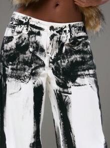 MUSERA Straight Leg Extreme Wash Contrast Jeans Street Style Spring Summer Cute Casual Deconstructed Ibiza Western Concert Fall Autumn Winter Nashville    Chic - Multicolor - View 6