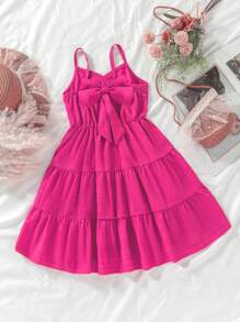Vestido rosa fuchsia de tirantes finos y ajustado para niña, vestido de fiesta y eventos de diseño de alta gama con hombros descubiertos, bajo sirena y espalda descubierta, de moda elegante para primavera/otoño, conjunto a juego madre-hija de lujo y sofisticado
