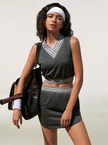 Tropiluxe 2025 New Women's Casual Skort Sports Sleeveless Two-Piece Suit Sportwear For Daily Wear