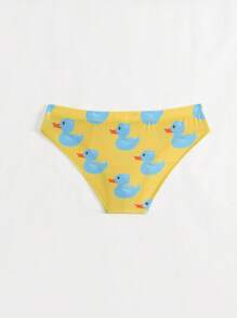 Manfinity KASUA Men's Fashion Vacation Beach Duck Graphic Swim Triangle Trunks - Yellow - View 2