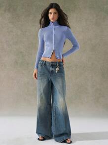 LYSMO 纯色拉链短款开衫