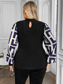 SHEIN Clasi Plus Size Vacation Fitted Splice Women Top