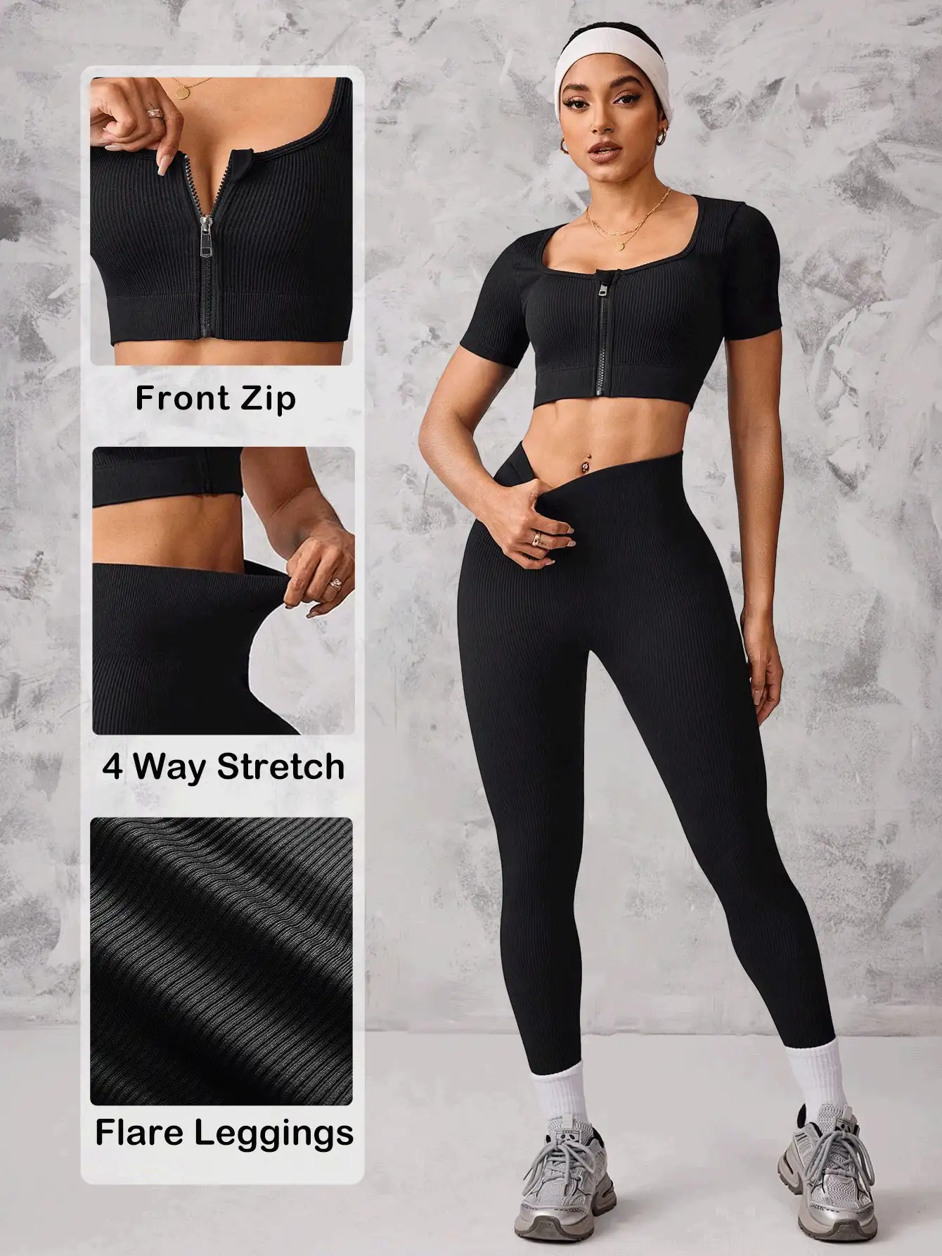 SHEIN Sport Studio Women's Solid Color Cropped Top And Leggings Seamless Activewear Set