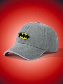 DC Women Core X SHEIN 1 件可爱、基本款卡通蝙蝠刺绣棒球帽，男女通用休闲风格 - 灰色 - 查看 3