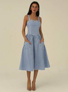 Aloruh 女士长款休闲连衣裙，简约时尚，适合日常穿着 - 藍色 - 查看 1