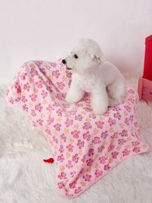 PETSIN 1pc Pink Paw Print Pattern Soft Warm Pet Blanket For Cats & Dogs - Multicolor - View 4