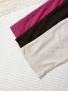 3pcs/Set Young Girl Casual Comfortable Pants, Spring/Autumn, Bow Elastic Waist, Solid Color Corduroy Material, Multi-Color Set, Straight Leg Sweatpants, School, Campus, College Chic Outfits For Autumn/Winter