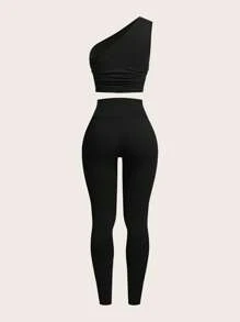 SHEIN EZwear 黑色多件套户外套装，简约、时尚、休闲，适合日常穿着 - 黑色 - 查看 16