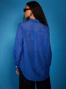 COSMINA Camisa suelta casual de manga larga y abotonadura sencilla de unicolor para mujer