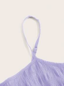 SHEIN EZwear Đầm dây mảnh màu trơn viền bèo nhún cỡ lớn cho nữ - Màu Lilac Tím - Xem 3