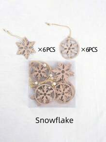 SHEIN 12pcs Wooden Crafts DIY Ornaments Wood Plastic Composites For Crafts Tree Hanging Ornaments Ornaments Wooden Cutout Slices For Home Decor Best Gifts Birthday
