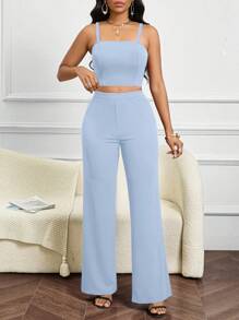 SHEIN Lady Ensemble de costume pour femme comprenant un gilet et un pantalon de costume, tenue d'église pour toutes les saisons, couleur bordeaux