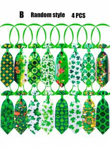 PETSIN 2/3/4pcs Random Pet Necktie, St. Patrick's Day Clover Sketch Decor, Dog Cat Grooming Accessories - Multicolor - View 9