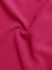 Slaydiva 大码镂空袖扇贝边领连衣裙 - 玫紅色 - 查看 4