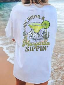 Margarita Design Retro Comfort Colors May 5th T-Shirt, Mexico Celebration Funny Drinking Tee, Chip Dippin Margarita Sippin Summer Tee For Women Spring Break - White - View 4