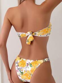 Swim Vcay Costume da bagno a due pezzi floreale con volant per donna, abbigliamento da spiaggia adatto per vacanze e nuoto