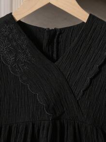 Young Girls' Casual Simple Style Short Sleeve Dress, Daily Wear