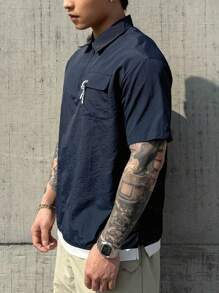 DAZY Men's Solid Navy Outdoor Polo Shirt, Summer - Navy Blue - View 7