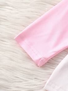 2pcs Baby Girls' Cute Dog & Heart Print Casual Home Outfit, Long Sleeves T-Shirt And Pants Set