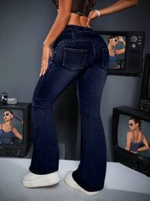 Jeanoix Jeans acampanados de ajuste ceñido y lavado casual para mujer