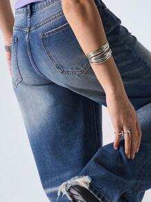 LYSMO Women's Casual Denim Jeans, Minimalist & Fashionable For Daily Wear - Blue - View 5