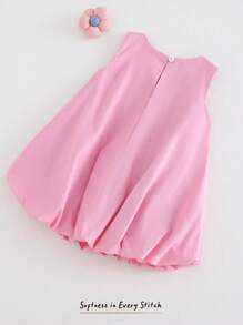 Cozy Pixies Newborn Baby Girl Bow Decor Round Neck Sleeveless Cinched Waist Dress