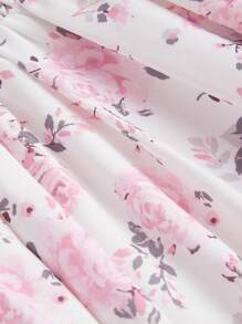 SHEIN MOD 女士露肩花卉印花泡泡袖长裙，浪漫粉色 - 彩色 - 查看 3