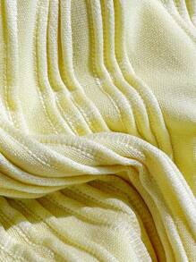 Soleia Summer Outfits For Women,Swim Suits For Women,Vacation Outfits Woman,Beachwear,Beach Outfits For Woman,Women's Bright Yellow Knitted Wave Pattern Jacquard Textured V-Neck Backless Halter Tassel Decor Beach Bikini Set, Vacation