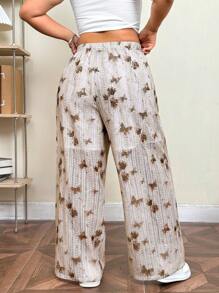 SHEIN EZwear 大码春季扎染宽松镂空阔腿裤 - 彩色 - 查看 2