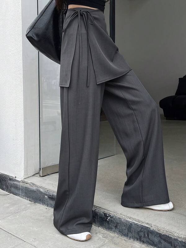 FRIFUL Damen graue Hosen mit hoher Taille und geradem Bein, Business Lässig für den Frühling