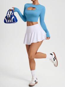 Slayform Casual Long Sleeve Sports T-Shirt, Minimalist Fashion For Everyday Wear - Blue - View 3