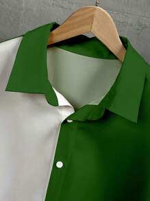 Manfinity RSRT Chemise à manches courtes pour homme avec impression de feuilles et colorblocking