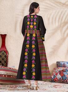 Al Najma 休闲简约花卉印花阿拉伯连衣裙