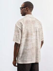 SHEIN Maija Áo sơ mi nam tay ngắn cổ điển giản dị, mùa hè - Màu be - Xem 3