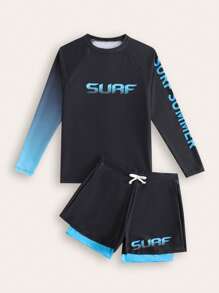 Tween Boy New Fashion Patterned Swim Trunks Set