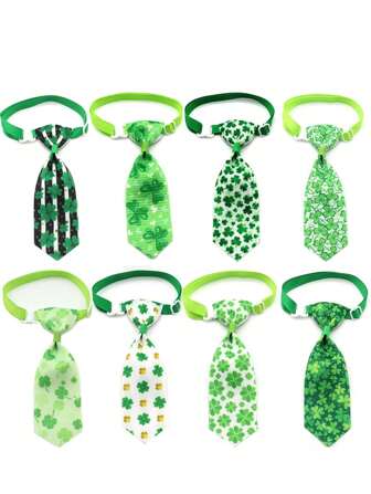 PETSIN 1 Stück zufällige Farbe St. Patrick's Day Kleeblatt Muster Fliege für mittelgroße und kleine Haustiere, Katzen- und Hundehalsbandaccessoires