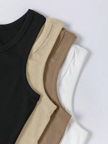 SHEIN Unity Women's Casual Versatile Solid Color Basic Tank Top - Multicolor - View 5