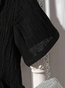 Young Girls' Casual Simple Style Short Sleeve Dress, Daily Wear