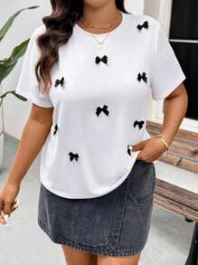 SHEIN Frenchy Plus Size Short Sleeve T-Shirt, Simple Fashion Casual For Daily Wear