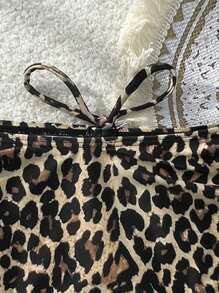 Swim Vcay Spring Break New Leopard Print Design Back String Drawstring Women Beach Swimwear Bottom For Summer Beach Vacation - Multicolor - View 4