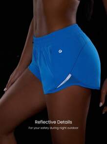 GLOWMODE 2.5" Stay Cool Quick-Dry Lightweight Zipper Pockets Reflective Strips Low Waist Active Running Shorts With Built-In Deodorant Underwear Jogging Training Gym Workout Wear