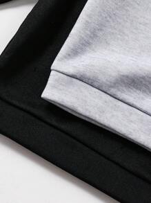 SHEIN 2 pièces Sweat-shirts décontractés de style universitaire à la mode pour jeunes garçons et jeunes filles, bicolores, plats et confortables. Polyvalents et abordables, conviennent pour l'hiver, pour se réchauffer, pour la rentrée scolaire, pour un usage quotidien, pour les sports, les fêtes d'anniversaire, et comme basiques polyvalents - Multicolore - Voir 7