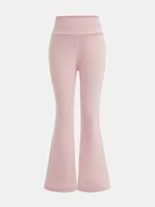 Hanevo 2 件套年轻女孩街头时尚运动装，灰色连帽衫和喇叭裤，休闲秋冬 - 粉色 - 查看 4