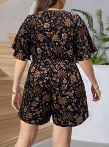 SHEIN LUNE Combinaisons imprimées fleurs sur tout le vêtement en grande taille