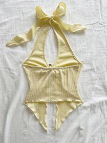 Soleia 休闲露背系带金属扣合身不对称下摆吊带背心，适合度假、约会、下午茶、度假、音乐节、波西米亚风