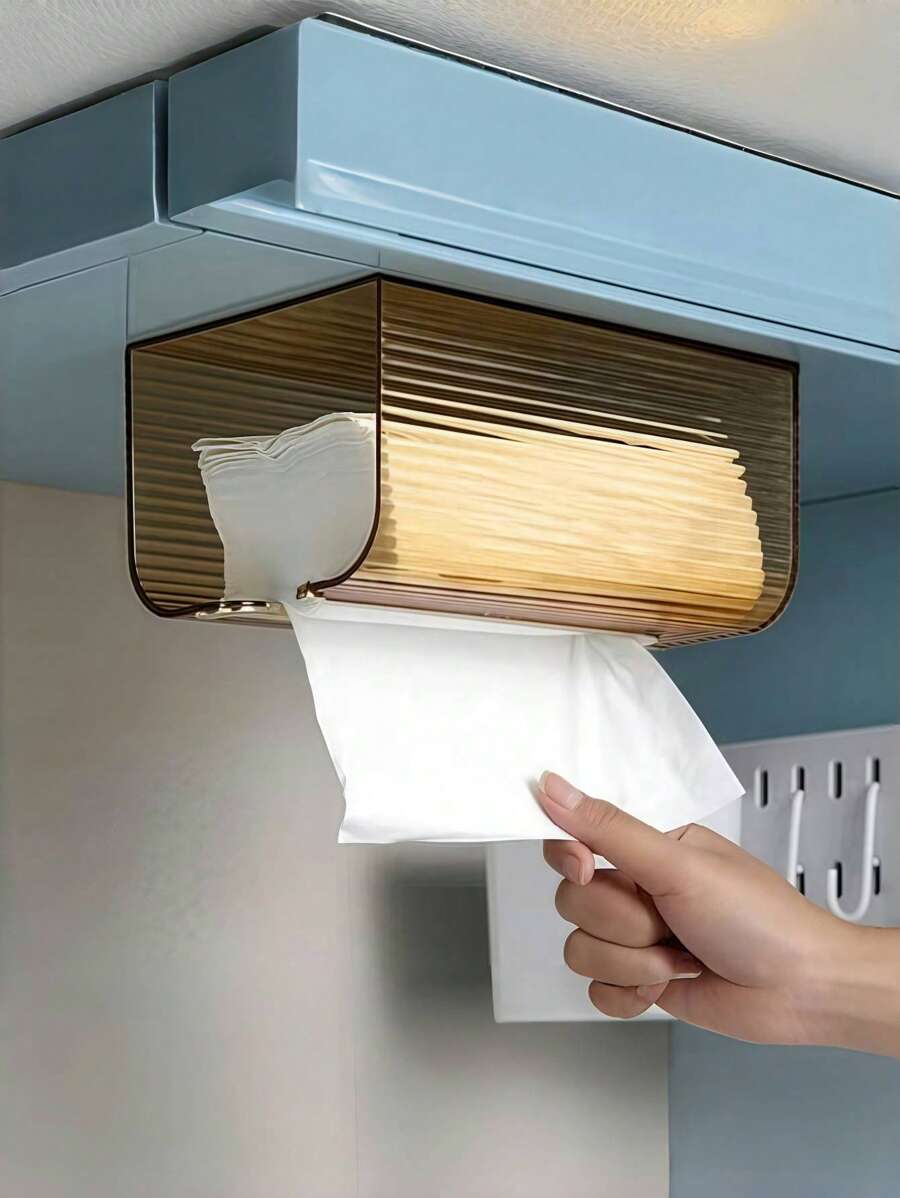 1 hộp đựng khăn tắm cao cấp gắn tường, hộp đựng giấy, đựng khăn mặt hoặc khăn giấy, không cần khoan, thích hợp cho nhà bếp & phòng tắm, trang trí phòng tắm gia đình, sắp xếp phòng tắm mùa hè - Vàng - Xem 1