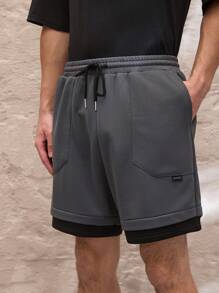 Manfinity VCAY Men's Knit Fashion Casual Daily Loose Patchwork Shorts