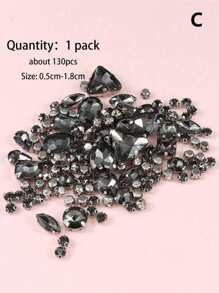 1 Pack Of 130pcs Mixed Shape Sewing Glass Rhinestones With Metal Claws, Suitable For Jewelry, Clothes, Garments, Shoes, Dresses, Apparels (Silver Base) - Multicolor - View 16