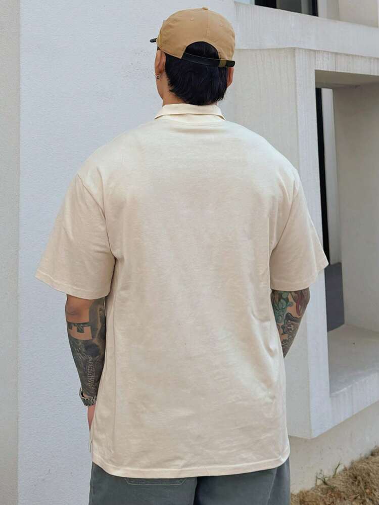 Men's Plain Beige Polo Shirt For Summer