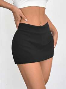 Comfortcana Two-Piece Set Mini Skirt, Minimalist, Fashion, Casual, Solid Color